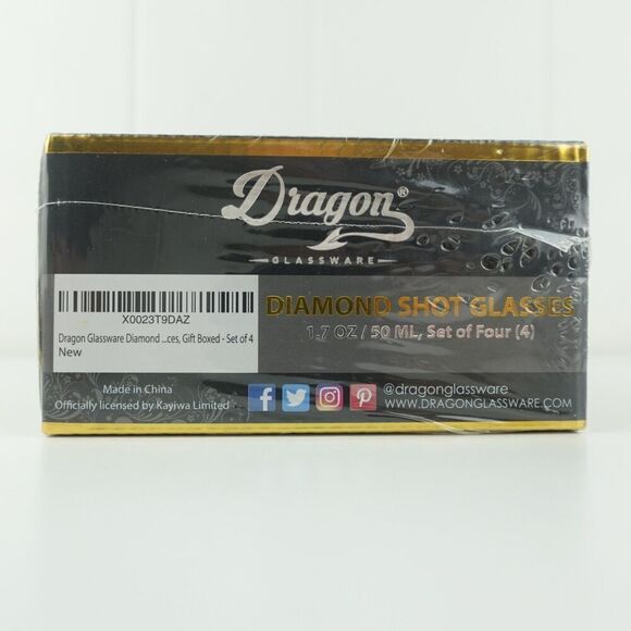 Dragon Glassware Shot Glasses Clear Diamond Shaped Set Of 4 - Picture 7 of 11